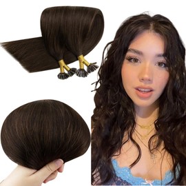 RUNATURE Hair Bonding 1 g Darkest Brown Pre Bonded Hair Extensions Real Hair Keratin Bondings 18 Inches / 45 cm Brown Remy U-Tip Bondings for Extensions Real Hair 50 g