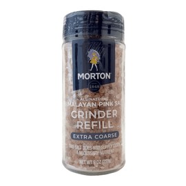 Morton All-Natural Himalayan Pink Salt, Extra Coarse, (9 oz), Grinder Refill, 6-Pack, for Cooking & Seasoning