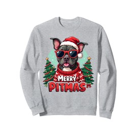 Holiday Pitbull Funny Dog Lover Christmas Merry Pitmas Cute Pitbull Dog Christmas Holiday Sweatshirt