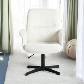 Homy Casa Modern Office Chair, 360° Rotating & Adjustable Height, Sturdy X-Base for Photography Studios & Observation Workstations, White