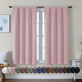 Simplebrand Ava Blush - Cortinas opacas cortas para recámara de 54 pulgadas de largo, juego de 2 paneles con aislamiento térmico sólido, cortinas opacas para tratamiento de ventana, ahorro de energía,