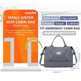 Travel Bag Women's Hand Luggage Bag Sports Bag Weekender Bag Swimming Bag Waterproof Travel Bag Duffle Bag Fitness Bag Training Bag Hospital Bag with Shoe Compartment, G8 Slate Grey