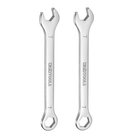 HARFINGTON 2pcs Thin Combination Wrench 7mm Offset 6-Point Ended Box and 15° Angled Open End Mini Combination Wrench 30Cr13 Stainless Steel Quenching Polish Metric Spanner for Auto Repairs