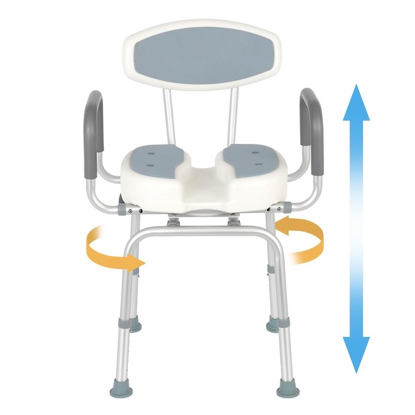 FAHKNS Senior Bathing Chair Swivel Shower Chair with Arms and