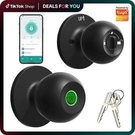 Smart Fingerprint Door Lock, 1pc Smart Lock with Anti-theft Function, Intelligent Door Knob with APP Suitable for Rooms, Offices, Apartments, Warehouses, and Garages Dealsforyoudays Handle Hardware:_Black