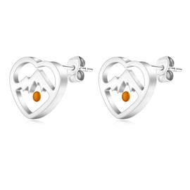 Oneress Heart Mountain with Real Mustard Seed Studs Earrings Inspirational Christian Gifts for Women YA4792 (Heart Mountain White)