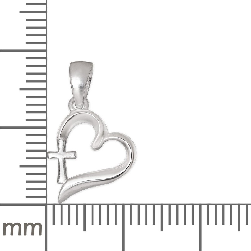 CLEVER SCHMUCK Cross Necklace in Heart Silver 19 mm &
