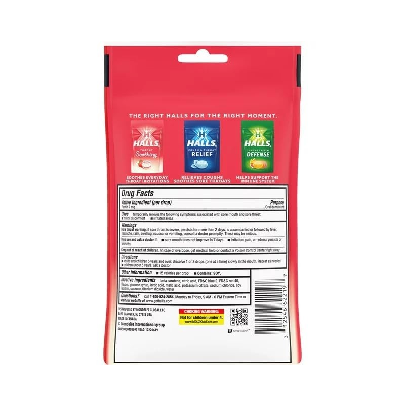 Halls Breezers Pectin Throat Drops Cool Creamy Strawberry - 25