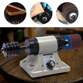 HENHAIY Leather Polishing Burnishing Machine, 8000RPM Adjustable Leather Polisher Sander, Leather Edge Grinding Kit, Bench Polisher, Grinding Machines for Leather Edge, Rosewood