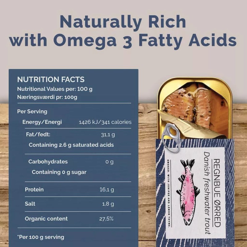 Fangst Regnbue Orred | Tinned Smoked Freshwater Trout with Juniper