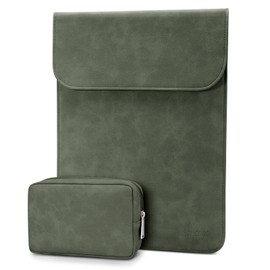 TECOOL 13 3 Inch Laptop Case Leather, MacBook Bag 13 Inch for 2012-2020 2024 MacBook Air/Pro 13 13.6 M3 M2 M1,2021-2023 MacBook Pro 14 M3 M2 M1,13 HP Surface Laptop Protective Case, Green