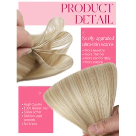 Lacer Genius Weft Hair Extensions Human Hair 22 inch One Piece Genius Weft Hair Extensions Light Brown with Platinum Blonde Invisible Sew in Extensions Human Hair 60g