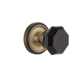 Nostalgic Warehouse 720201 Classic Rosette Passage Waldorf Black Door Knob in Antique Brass, 2.375