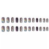 24-Pack Short Square Glitter False Nails with Colorful Patterns, Full
