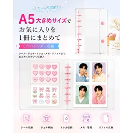 Tepona A5 Clear 6-Hole Binder with 20 Refills for Stickers, Stickers, Trickers, Photos, Tickets, Invitations (Pink)