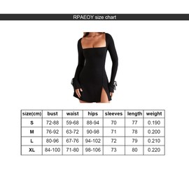 RPAEOY Women's Bodycon Mini Flare Long Sleeve Tight Short Slit Dress Stretch Sexy Dress De Pencil Mini Dress Short Dress Dress for Club Party Evening, black