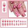 Press on Nails Short Fake Nails with Heart Checkerboard Designs