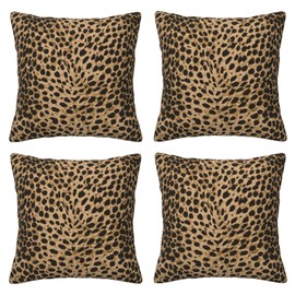 Duduho Leopard Texture Throw Pillow Covers Set of 4 Decorative Pillowcase Animal Skin Print Throw Cushion Case for Bedroom, Living Room, Sofa, Couch and Bed, 18x18 Inch