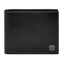 Fossil Men's Hayes Travel Accessories Bi-fold Wallet, Dark Black, 4.5"L x 1"W x 3.7"H, Dark Black