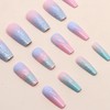 Mkwntg Ballerina Press-on False Nails Medium Length 24Pcs, Pink, Blue