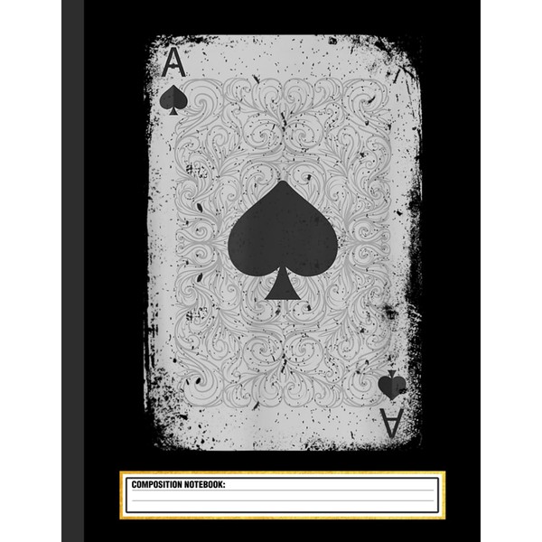 Vintage Distressed Ace of Spades Poker Playing Card Composition Notebook