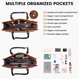 LOVEVOOK Laptop Bag for Women, Fashion Computer Tote Bag 15.6 Inch Large Capacity Handbag, Faux Leather Shoulder Bag Purse, Professional Business Work Briefcase for Office Lady