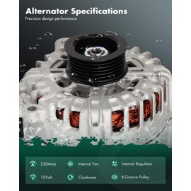 SCITOO Alternator Fit for Volkswagen for Touareg 3.0L 2010-12V 230Amp CW 6 Groove Pulley, Replace OE# 11825