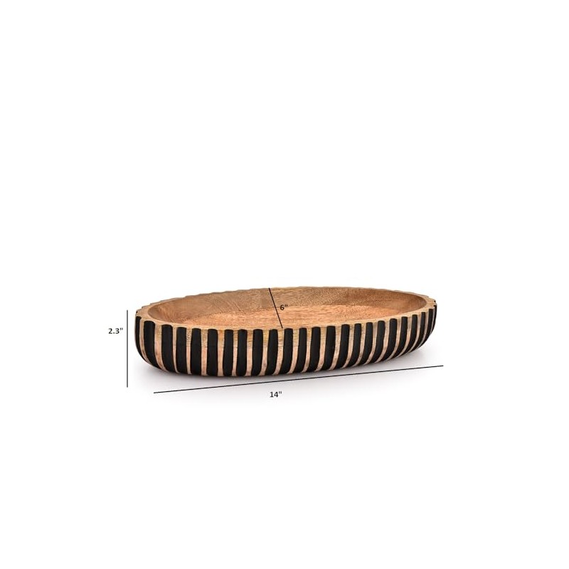Kimona Decorative Bowl Wooden Centerpiece Table Decorations Decorative Long Wooden