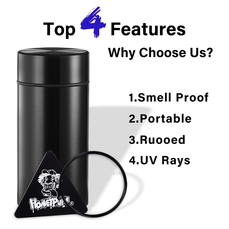 Honeypuff Smell Proof Jar, Portable Airtight Storage Container With Silicone