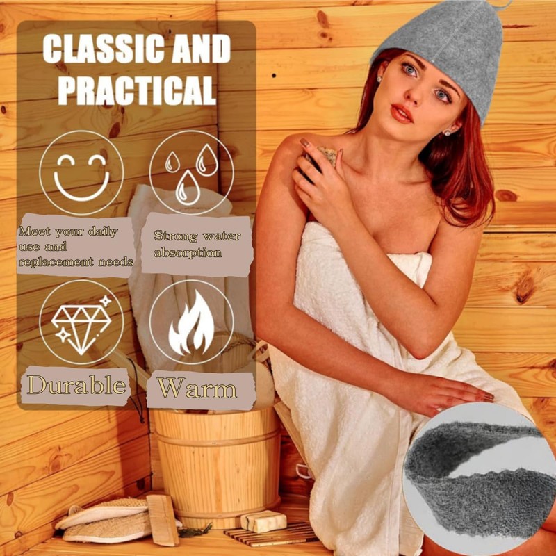 Jindizi 3 Pcs Wool Sauna Hat for Men & Women