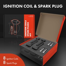 A-Premium Set of 8 Ignition Coil Pack and Iridium Spark Plugs Compatible with Ford Thunderbird 2002-2005 Lincoln LS 2000-2005 Jaguar S-Type 2000-2003
