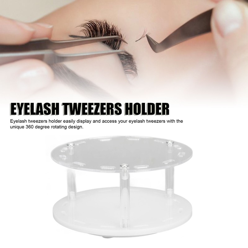 Acrylic Tweezers Stand Holder 12 Holes Rotatable Eyelash Extension Tool