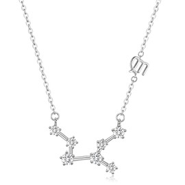Friggem Virgo Necklace Pendant,Sterling Silver Zodiac Constellation Necklace Jewelry,12 Horoscope Sign Aug-Sep Birthday Gifts for Women Men＆Girls,Astrology Zodiac Star Jewelry Necklace Chain 18"