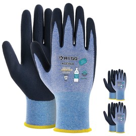 KAYGO Work Gloves for Women KGE19L Eco Friendly Gloves with Breathable Rubber Coated, 3 Pairs,Large