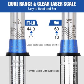 BULLTOOLS 3/8-Inch Drive Click Torque Wrench, Dual-Direction 72-Tooth Torque Wrench Set 7.4-44.3 FT.LB/10-60 Nm Dual Range Scales Torque Wrench for Bike, Motorcycle, Car Spark