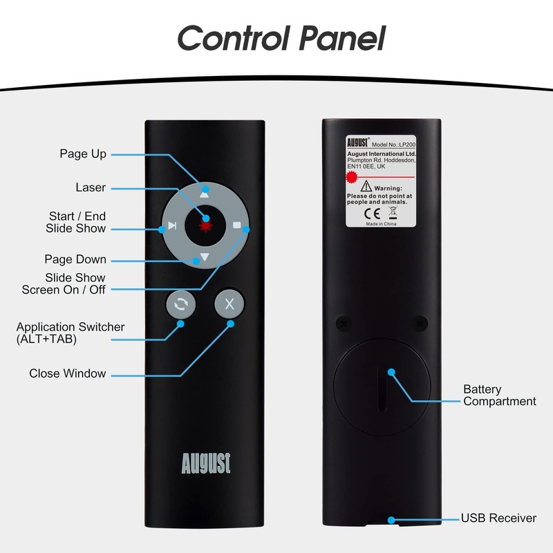 Wireless Clicker for PowerPoint - August LP200 - Laser Pointer