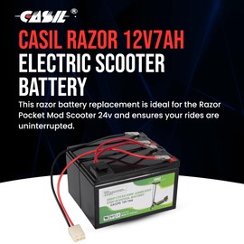 Casil Razor 12 Volt 7Ah Electric Scooter Batteries - Set of 2 Includes New Wiring Harness, Replaces 6-DW-7