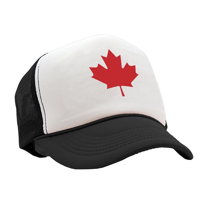 Canadian Maple Leaf - Mesh Trucker Cap Hat, Black