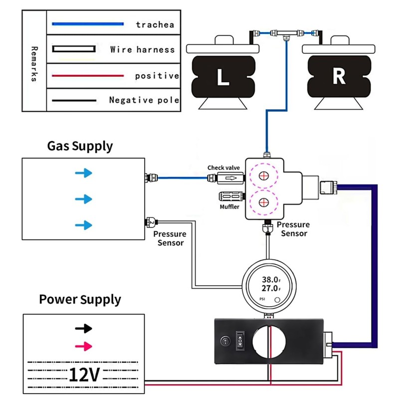 12V Solenoid 2-Valve Air Ride Suspension manifold valve with Simplify