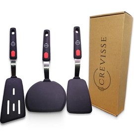 Crevisse Silicone Spatula Set – 3-Piece Heat-Resistant Utensils (650°F) – BPA-Free, Nonstick Safe – One-Piece Ergonomic Design – Dishwasher Safe – Ideal for Baking, Cooking & Mixing