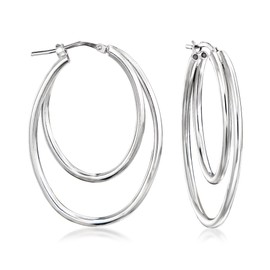Ross-Simons Italian Sterling Silver Double-Oval Hoop Earrings