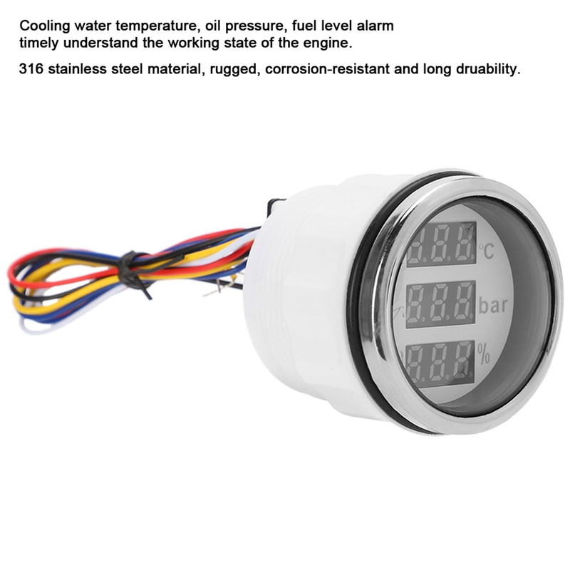 2in 3‑In‑1 Meter Cooling Water Temperature Oil Pressure Fuel Level