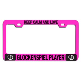 Custom Brother - Keep Calm and Love Glockenspiel Player Pink Steel Auto SUV License Plate Frame License Tag Holder, O96