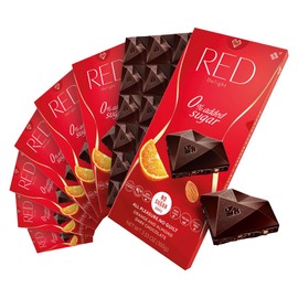 Red Delight Orange and Almond Dark Chocolate Bars 3.53 oz, Pack of 8 Full-Size Keto Chocolate Bars - Low Carb, Kosher & No Added Sugar, Gluten - Free - Smooth & Creamy European-Made Vegan Chocolate