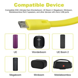 Xivip Cord Replacement for UE Boom Charger Charging Compatible with Ultimate Ears Boom 3, 2, MEGABOOM 3, 2, UE Wonderboom, UE Boom, Megaboom, Miniboom, UE Roll Speaker (Yellow, 3.3FT)