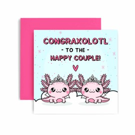 Huxters Lesbian Wedding Card LGBTQA Wedding Day Greetings card - Congratulations to the happy couple Axolotl - 14.8cm (Two Brides)