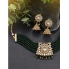 Aheli Trendy Gold Plated Green Kundan Pearl Gargantilla Collar con