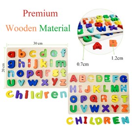 Wooden ABC Letters for Kids Alphabet Learning Toys Wooden Toddler Puzzles Montessori Toys for Girls Boys (Small Letters)