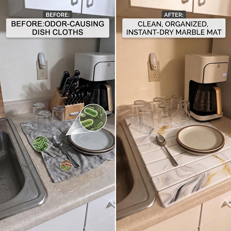 Stone Drying Mat for Kitchen Counter, 2 Pcs Sink Area