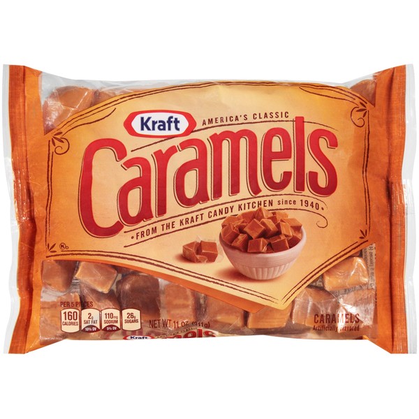 Kraft Caramels Individually Wrapped Caramel Candy Snack Bag (11 oz Bags, Pack of 12)